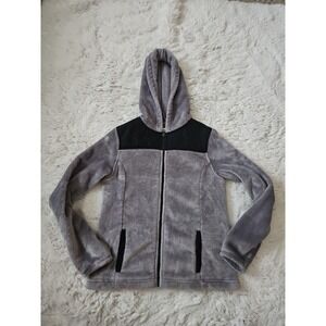 So Soft So Free Girls Fuzzy Sherpa Hoodie Jacket Size 14 Grey Black